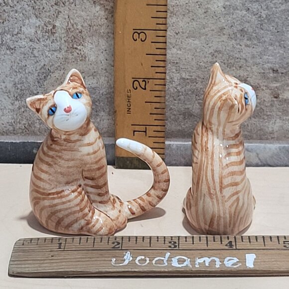 Vintage Pair Bone China Orange Tabby Cat Figurine - Picture 5 of 11